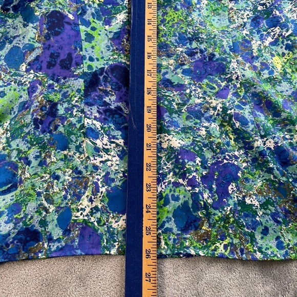 Coldwater Creek Women's XL 16 Blue Green Abstract Marble Cowl Neck Blouse Top - Picture 8 of 14